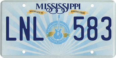 MS license plate LNL583