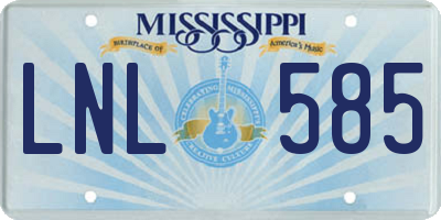MS license plate LNL585