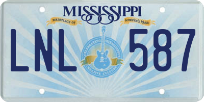 MS license plate LNL587