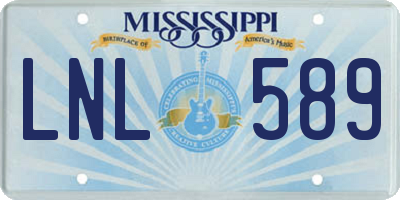 MS license plate LNL589