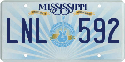 MS license plate LNL592