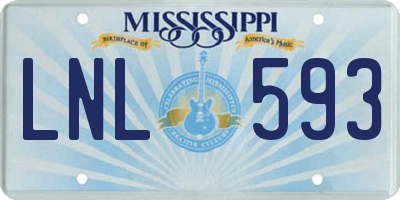 MS license plate LNL593