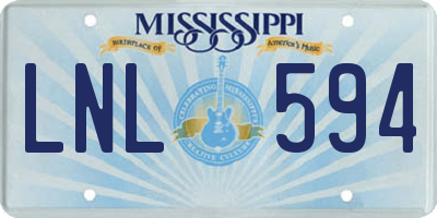 MS license plate LNL594
