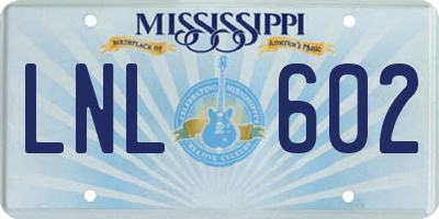 MS license plate LNL602