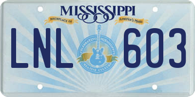 MS license plate LNL603