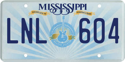 MS license plate LNL604
