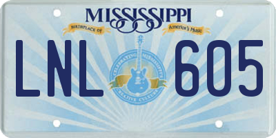MS license plate LNL605