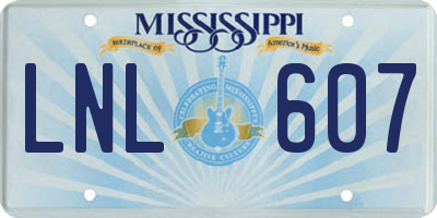 MS license plate LNL607