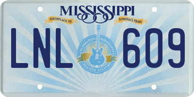 MS license plate LNL609