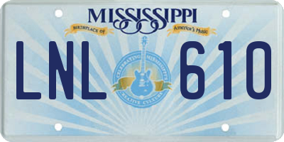 MS license plate LNL610