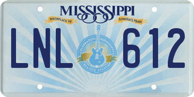 MS license plate LNL612
