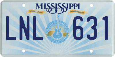 MS license plate LNL631