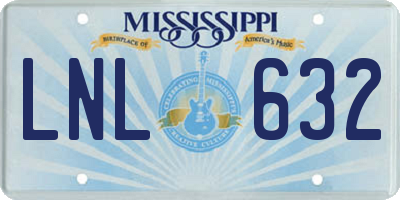 MS license plate LNL632