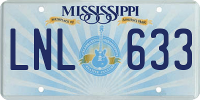 MS license plate LNL633