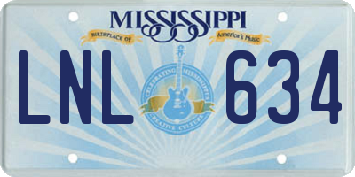 MS license plate LNL634