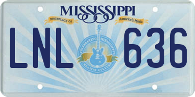 MS license plate LNL636