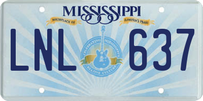 MS license plate LNL637