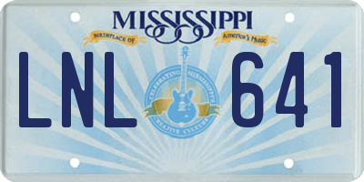 MS license plate LNL641