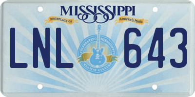 MS license plate LNL643
