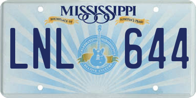 MS license plate LNL644