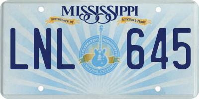 MS license plate LNL645