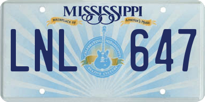 MS license plate LNL647