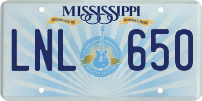 MS license plate LNL650