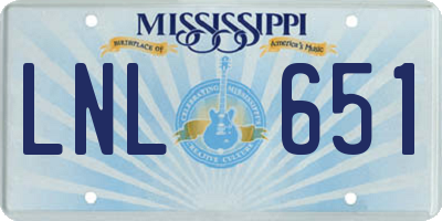 MS license plate LNL651