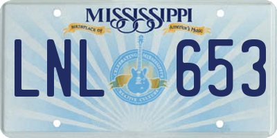 MS license plate LNL653