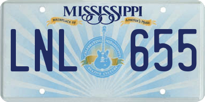 MS license plate LNL655