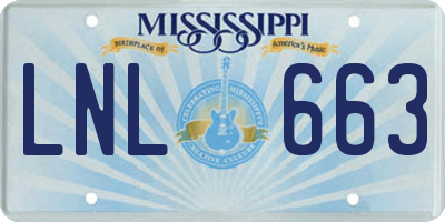 MS license plate LNL663