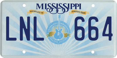 MS license plate LNL664