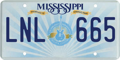 MS license plate LNL665