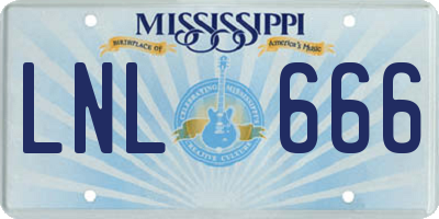 MS license plate LNL666