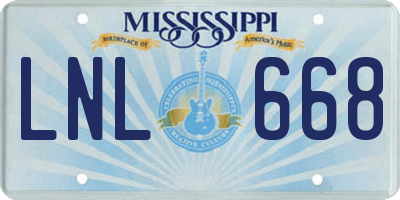 MS license plate LNL668