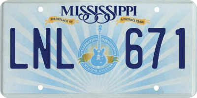 MS license plate LNL671