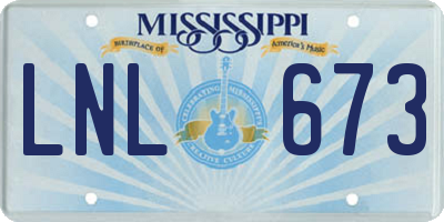 MS license plate LNL673