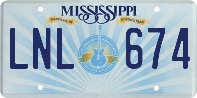 MS license plate LNL674