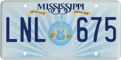 MS license plate LNL675