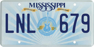 MS license plate LNL679