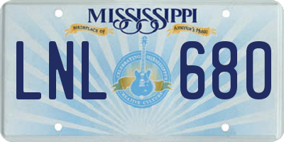 MS license plate LNL680