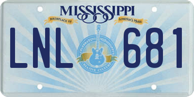MS license plate LNL681