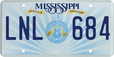 MS license plate LNL684