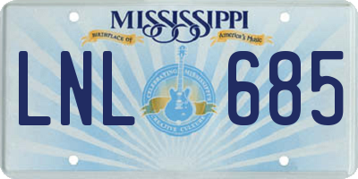 MS license plate LNL685