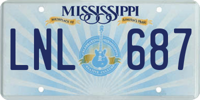 MS license plate LNL687