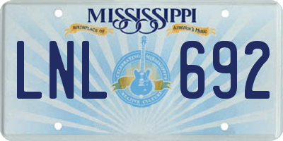 MS license plate LNL692