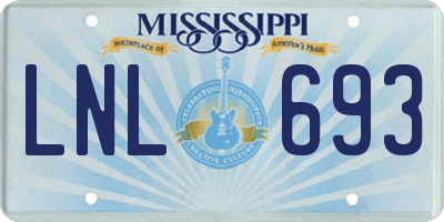 MS license plate LNL693
