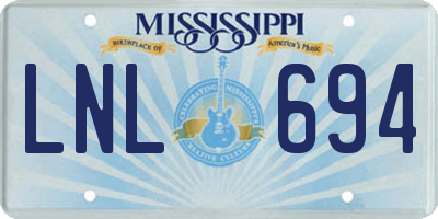 MS license plate LNL694