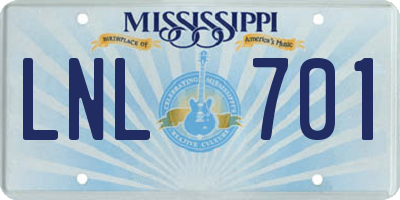 MS license plate LNL701