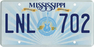 MS license plate LNL702